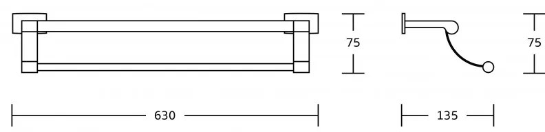 Mexen príslušenstvo, ZOJA 2-vešiak na uteráky, čierna, 7019125-70