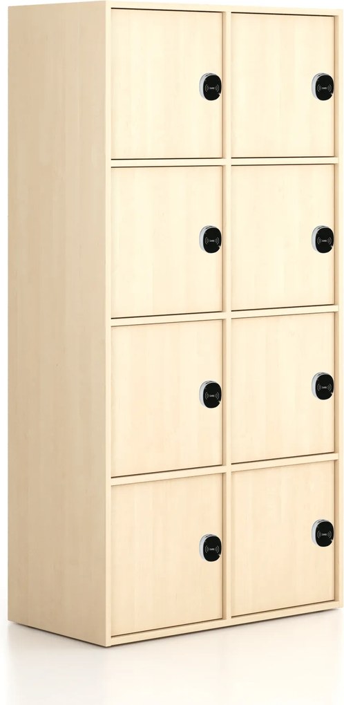 Kancelárska skriňa FRAME, 8x dvere, 872 x 450 x 1735 mm, RFID zámok, breza