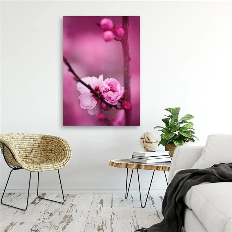 Gario Obraz na plátne Ružový kvet a púčiky na vetve Rozmery: 40 x 60 cm