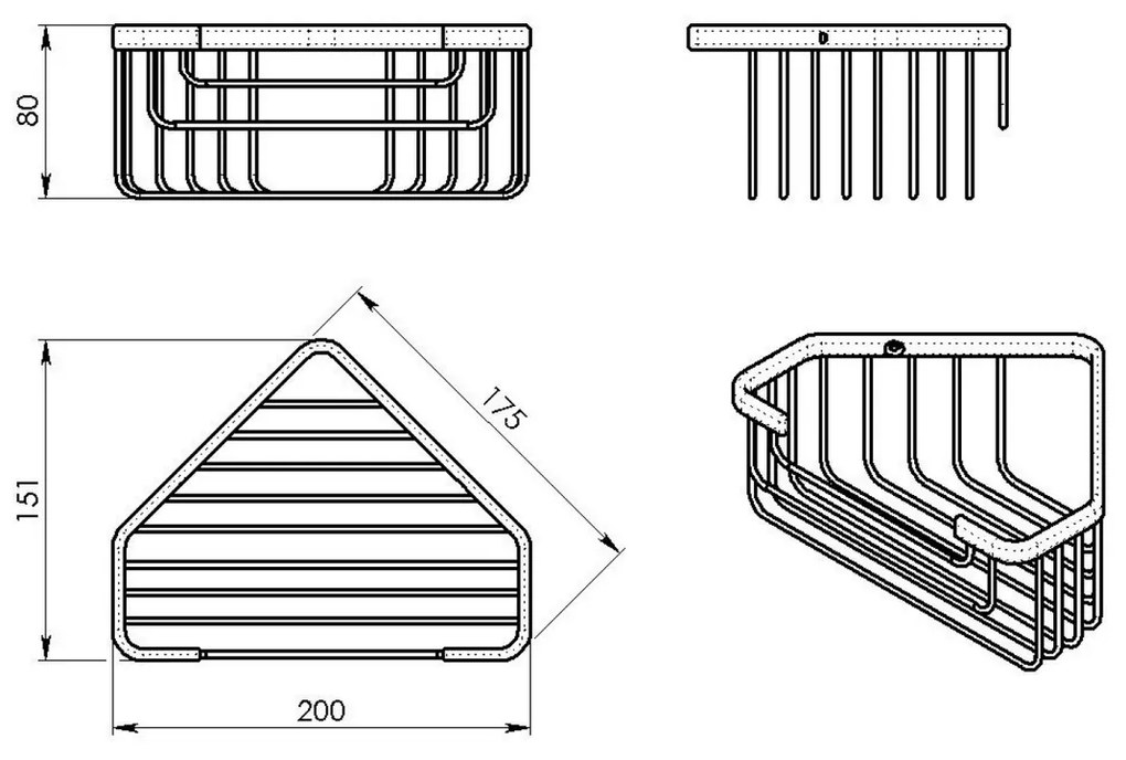 GEDY 2483 Smart rohová polica do sprchy, 20 x 8 x 15,1 cm, strieborná