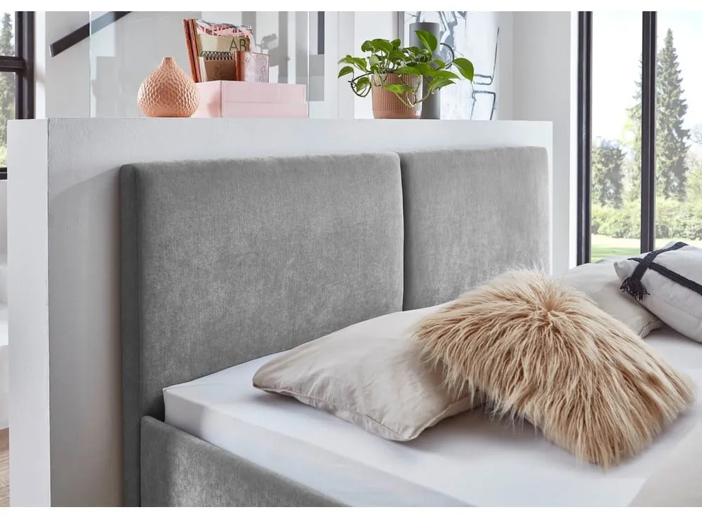 Sivá čalúnená dvojlôžková posteľ s roštom 180x200 cm Piano – Meise Möbel