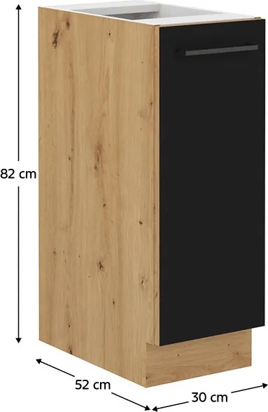 Dolná kuchynská skrinka Meriel 30 D CARGO (čierna + dub artisan). Vlastná spoľahlivá doprava až k Vám domov. 1034000