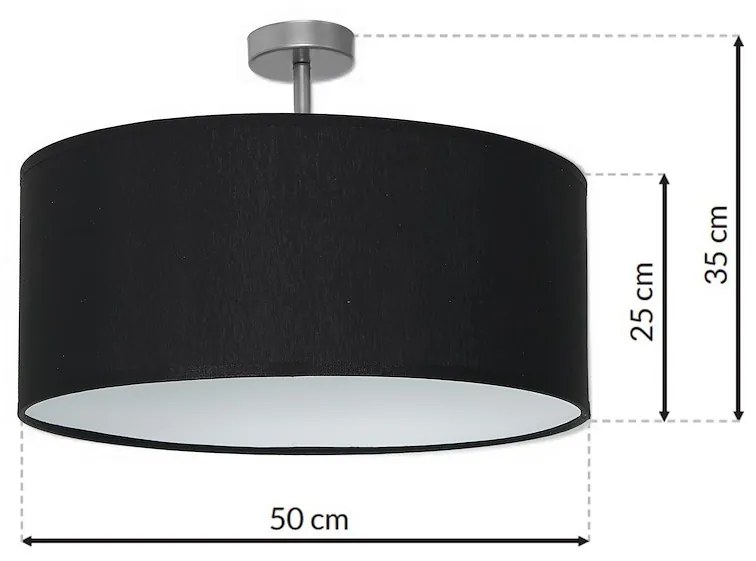 Stropné svietidlo Casino, 1x čierne textilné tienidlo, ch