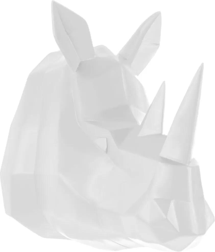 Sada 2 ks: Nástenná dekorácia Origami Rhino biela 21 × 29,5 × 27,5 cm