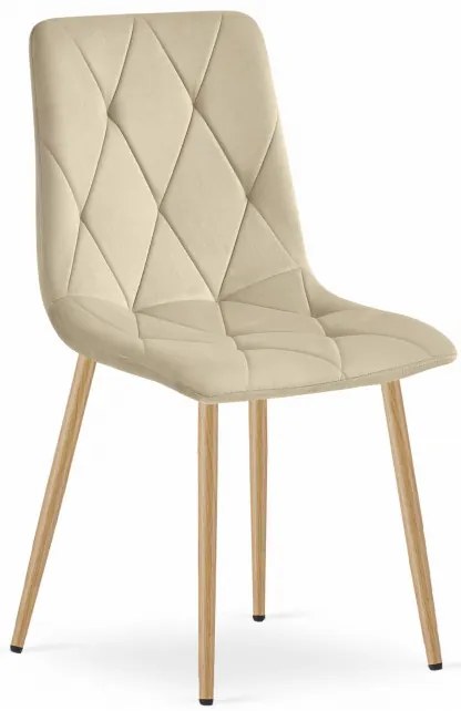 Set dvoch jedálenských stoličiek LIBRA zamatové svetlobéžové / drevené nohy (2 ks)