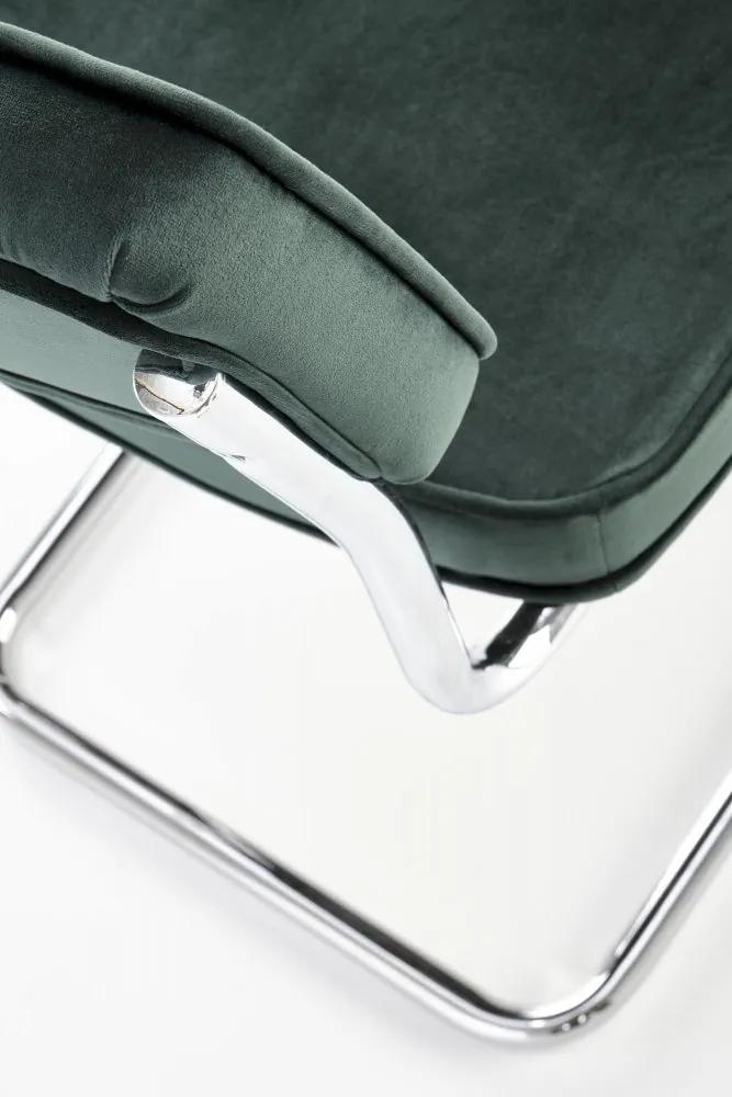 Jedálenská stolička VALDA — kov, látka, tmavo zelená