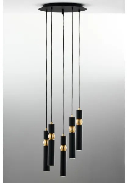 Jupiter 2014 - Luster na lanku ALAS 5xGU10/10W/230V čierna/zlatá