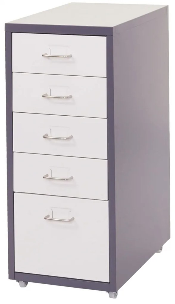 Zásuvková skrinka Boston T851 - 69x28x41cm, 5 zásuviek - tmavosivá biela