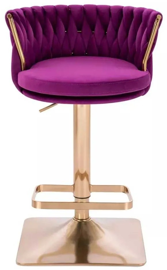 LuxuryForm DESIGN Barová stolička LYON VELUR na zlatej hranatej podstave - fuchsia