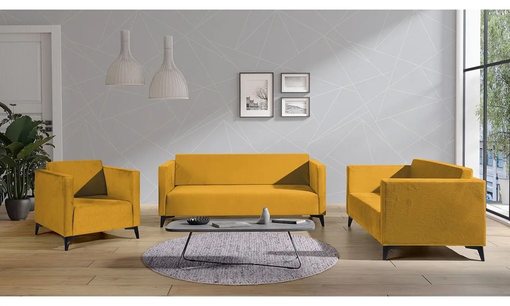 Sedacia súprava Denim 3+2+1, Dostupné poťahy: Solo 251, Farby nožičiek: lesk chróm