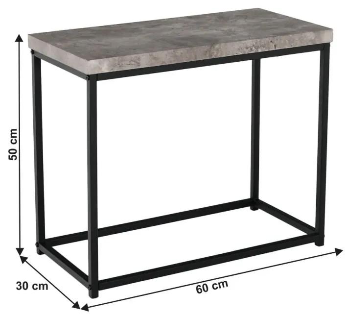 Kondela Príručný stolík, TENDER, čierna/betón