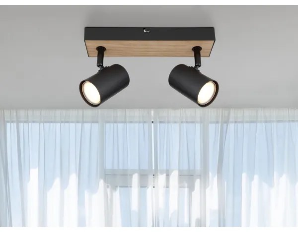 Globo 57911-2BW - Bodové svietidlo ROBBY 2xGU10/35W/230V čierna/hnedá