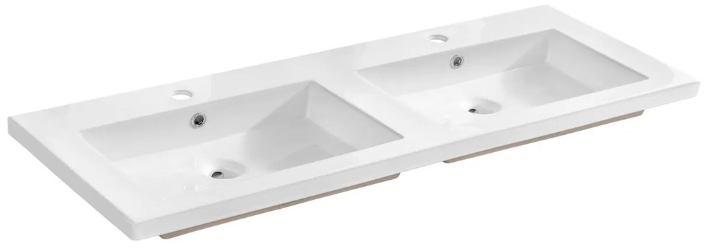 Dvojité keramické zapustené umývadlo Spirit 120 cm biele