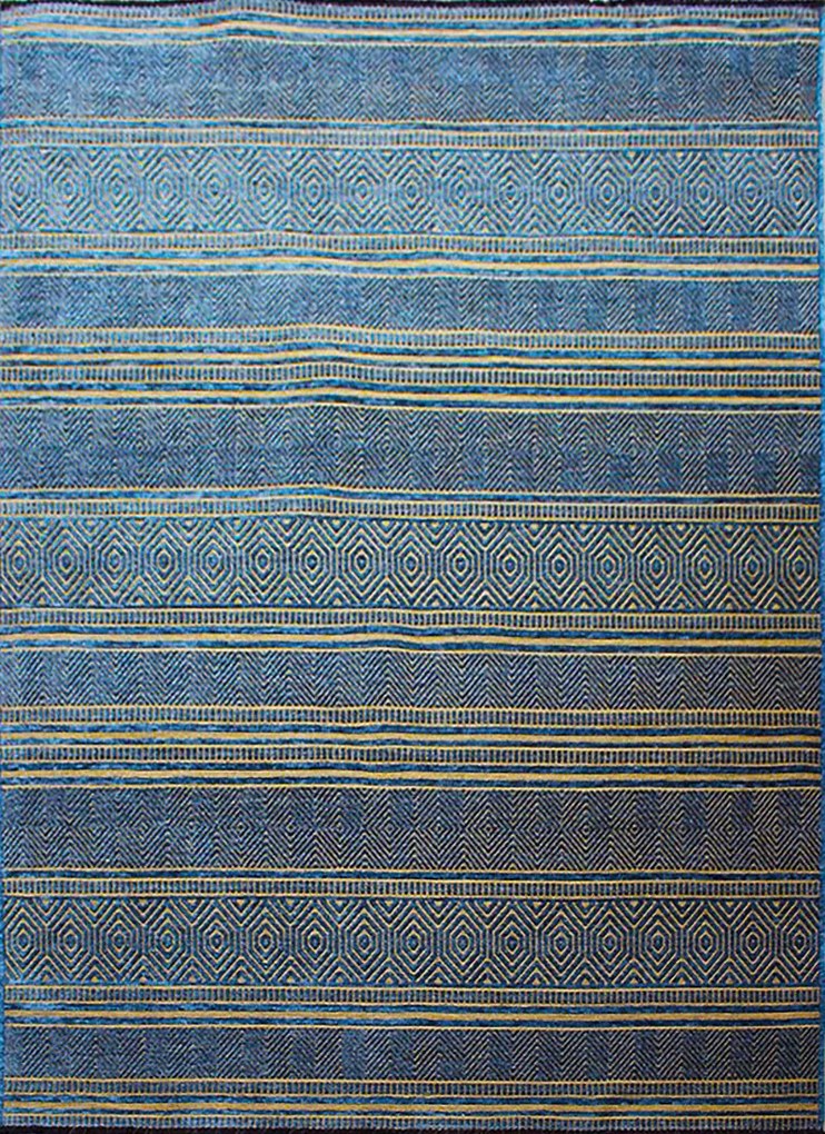 Koberec Saran G001 BLUE – modrý obdĺžnikový koberec so vzorom Rozmer: 80x150 cm