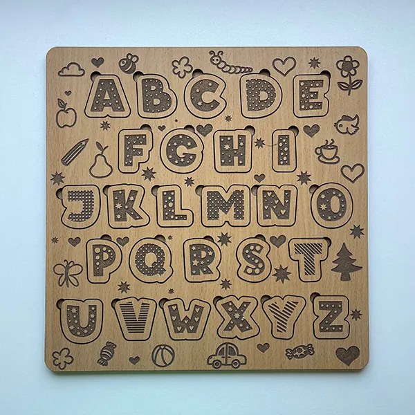 Drevené puzzle - ABECEDA - Buk