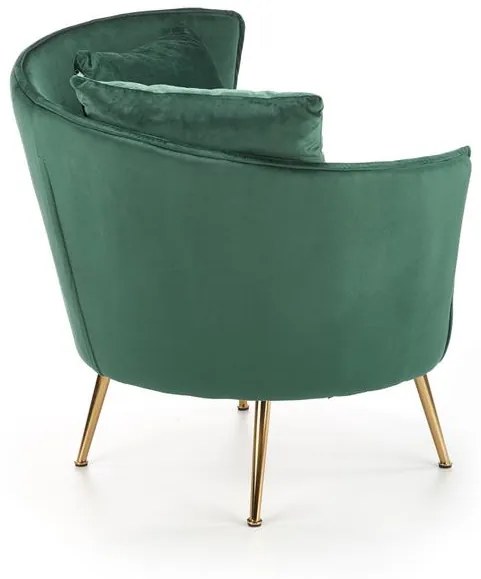 DIZAJNOVÉ KRESLO NOAH TMAVOZELENÝ ZAMAT + ZLATÉ NOHY