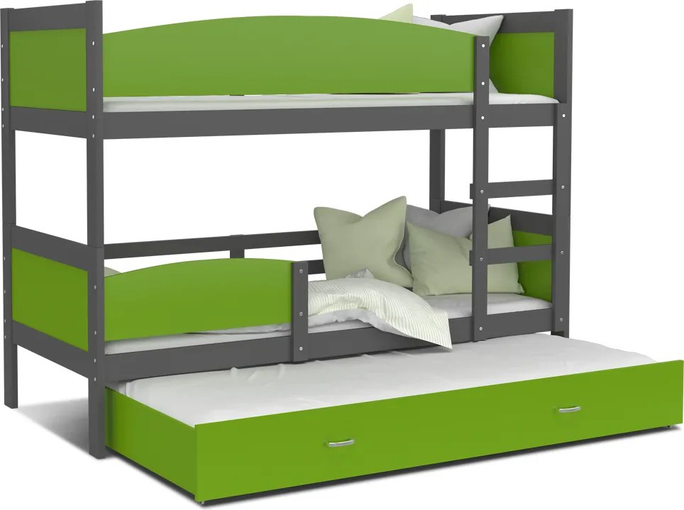 GL Poschodová posteľ Swing 3 grafit Color MDF 190x80 Farba: Zelená