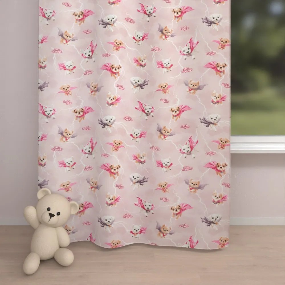 Biante Detský bavlnený záves Sandra SA-650 Psí superhrdinovia na staroružovom 150x200 cm