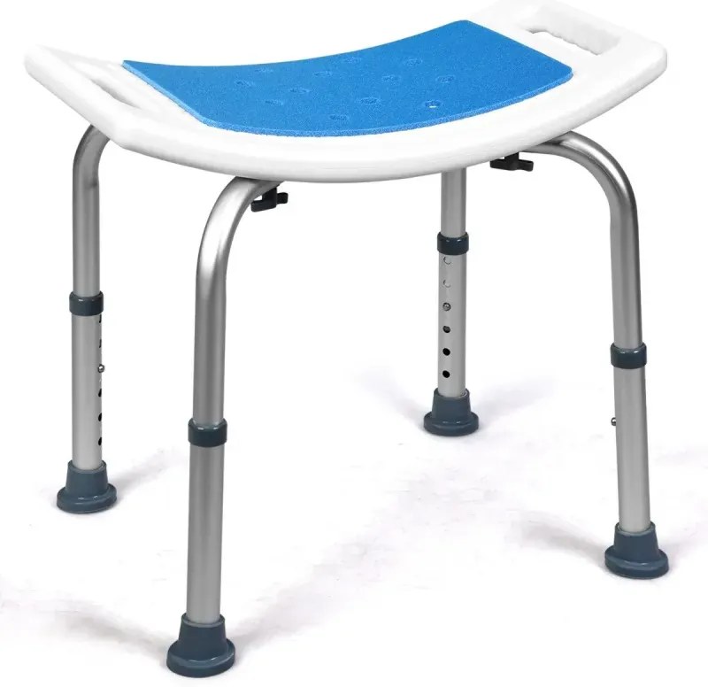 Výškovo nastaviteľná sprchová stolička do 150 kg Zdravotná stolička do sprchy z hliníka Modrá