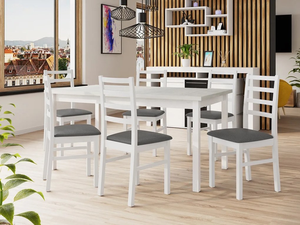 Rozkladací jedálenský stôl so 6 stoličkami AL02, Morenie: Orech - L, Poťahové látky: Zetta 300