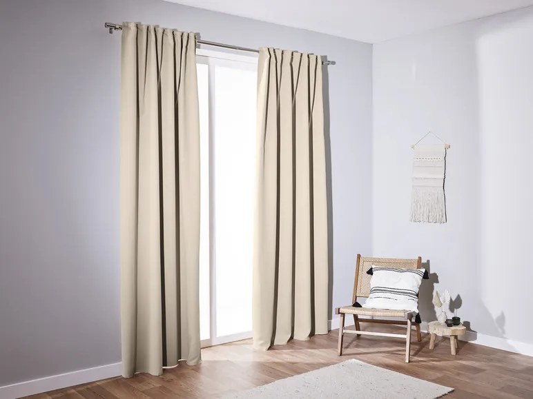 LIVARNO home Zatemňovacie závesy, 135 x 254 cm, 2 kusy (béžová) (100365987)
