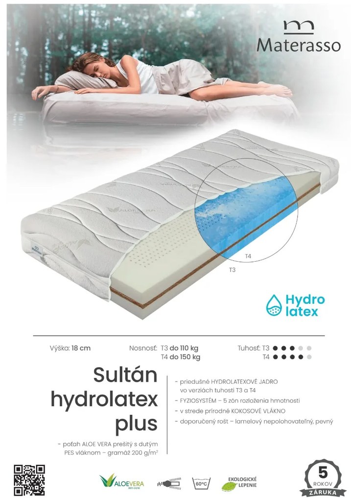 Materasso Penový matrac Sultán Hydrolatex Plus Rozmer: 160 x 200 cm, Tvrdosť: T3