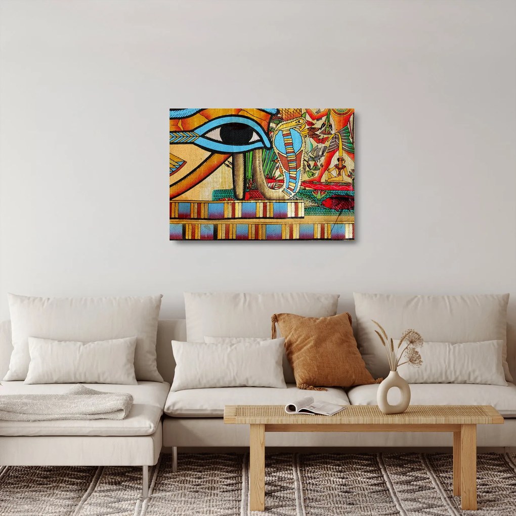 Sklenený obraz s egyptskými motívmi (70x50 cm)
