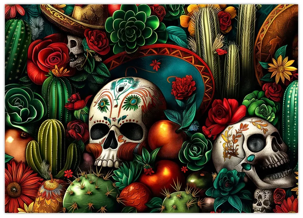Sklenený obraz - Mexický koncept (70x50 cm)