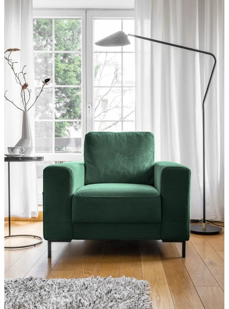 Tmavozelené menčestrové kreslo Lofty Lilly – Miuform