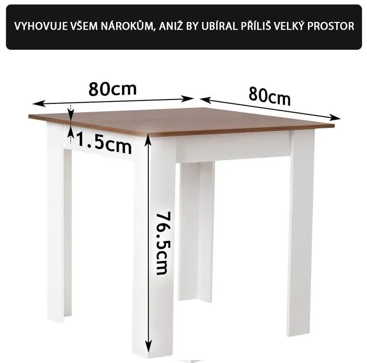 MIADOMODO jedálenský stôl pre 4 osoby,orech,80 x 80 x 76,5cm