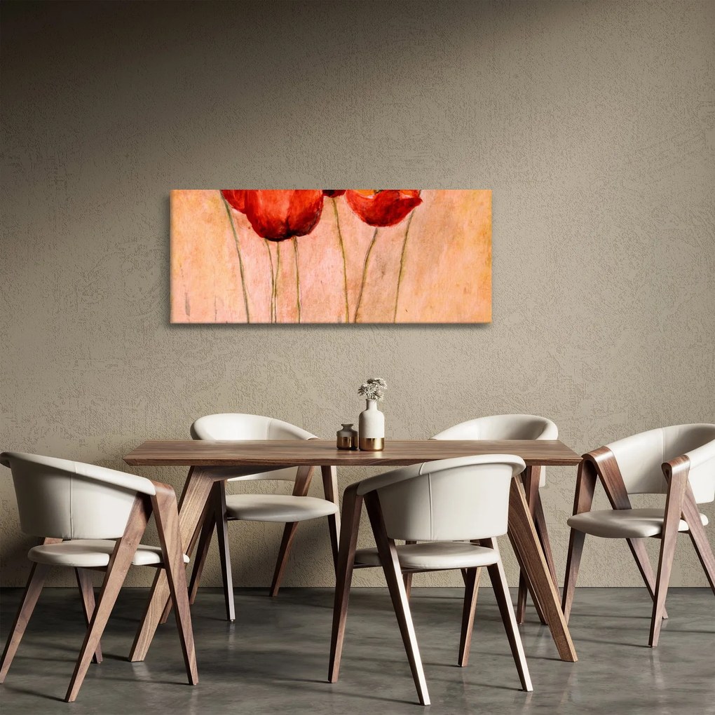 Obraz - Červené tulipány (120x50 cm)