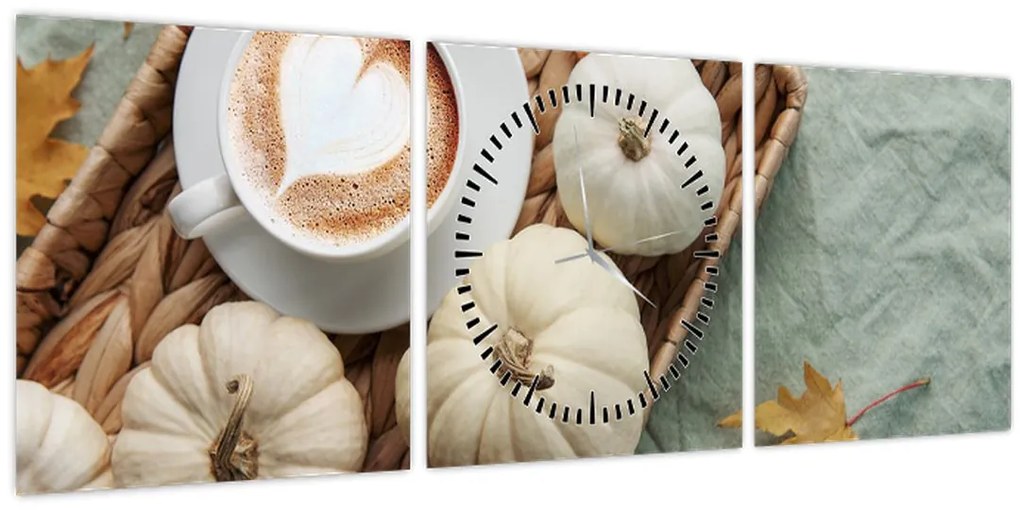 Obraz - Jesenný večierok (s hodinami) (90x30 cm)