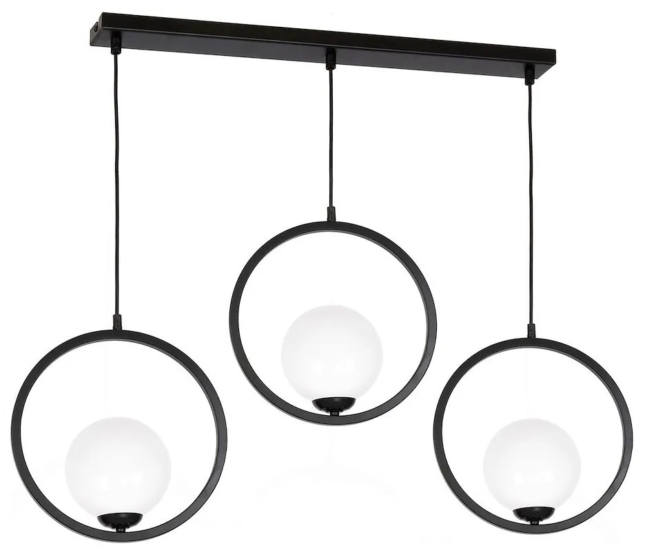 Závesné svietidlo Boston, 3x biele sklenené tienidlo, b