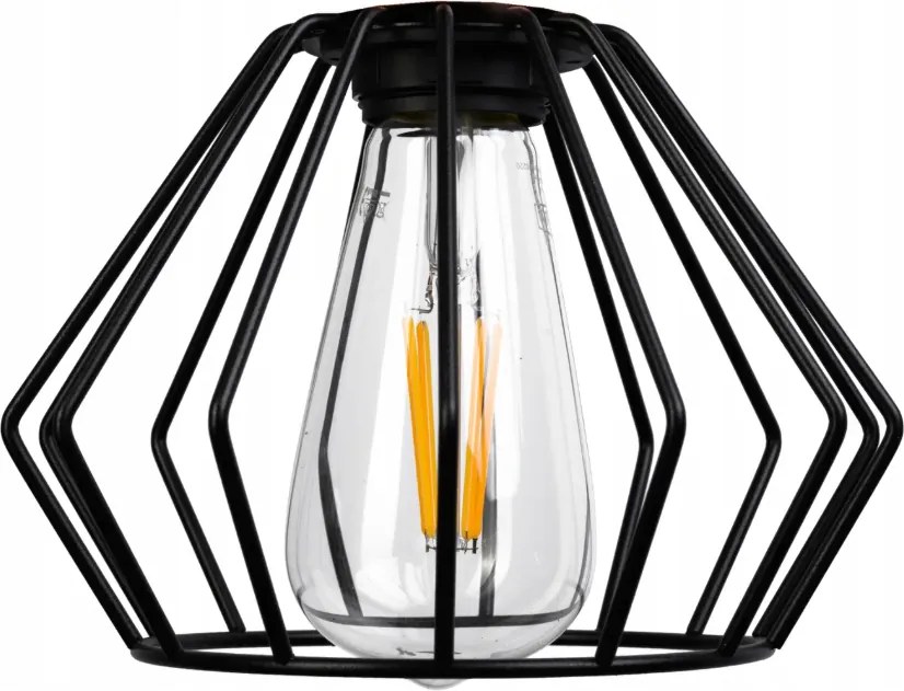 Závesná lampa do LOFT s 4x diamantovo čierna