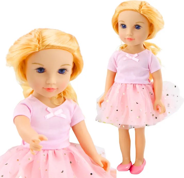 LEAN Toys Bábika v ružových šatách s tylovou sukňou a blond vlasmi