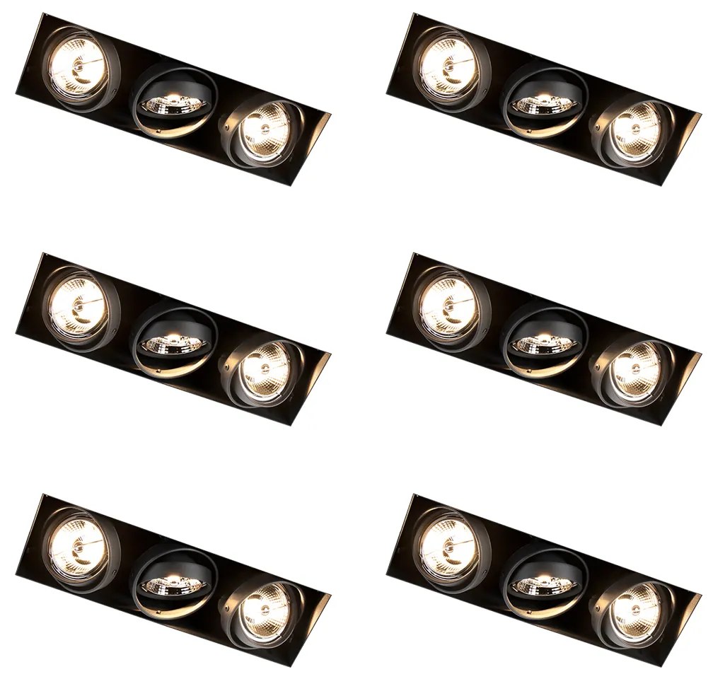 Sada 6 zapustených bodových svetiel čierna GU10 AR70 bezrámikové 3-svetlá - Oneon