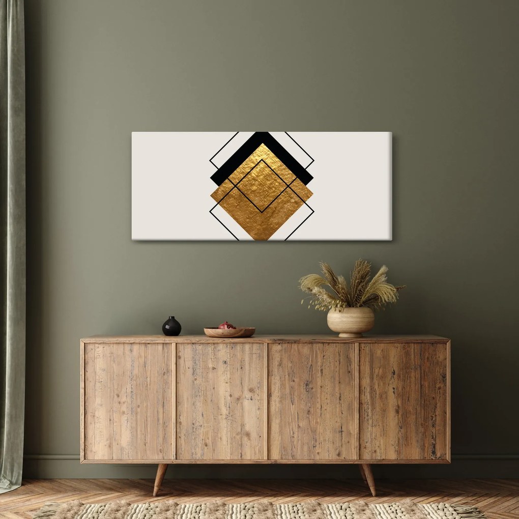 Obraz - Abstrakcia zlatá a biela N⁰1 (120x50 cm)