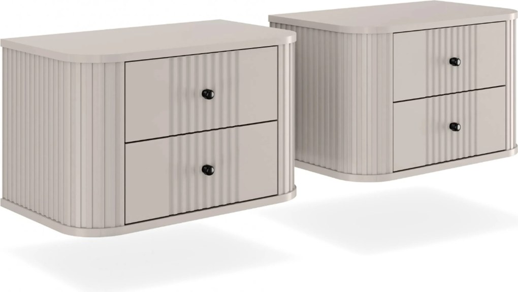 Nočné stolíky na stenu Vespera 56 cm - 2 ks - kašmírová / čierna