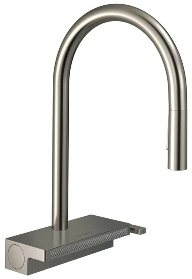 Hansgrohe M81, drezová batéria Aquno Select s výsuvnou spŕškou a plochým sprchovým prúdom, sBox, vzhľad nehrdzavejúcej ocele, HAN-73831800