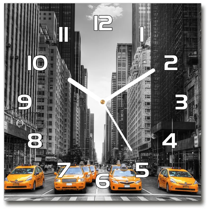 Sklenené hodiny štvorec Taxi New York pl_zsk_30x30_f_44846834