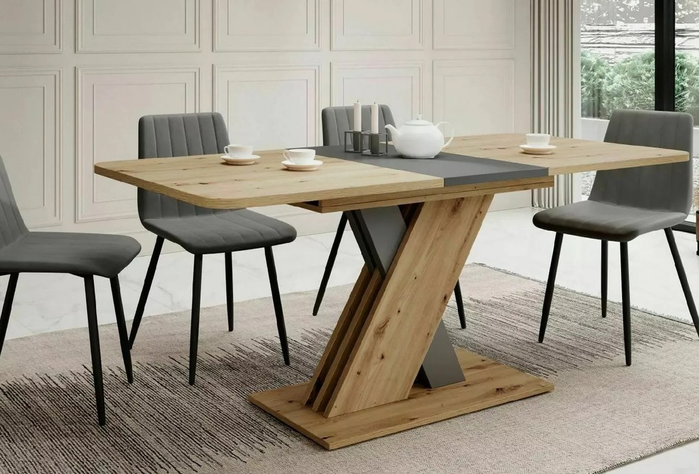 Rozkladací jedálenský stôl EXEL | antracit / dub artisan