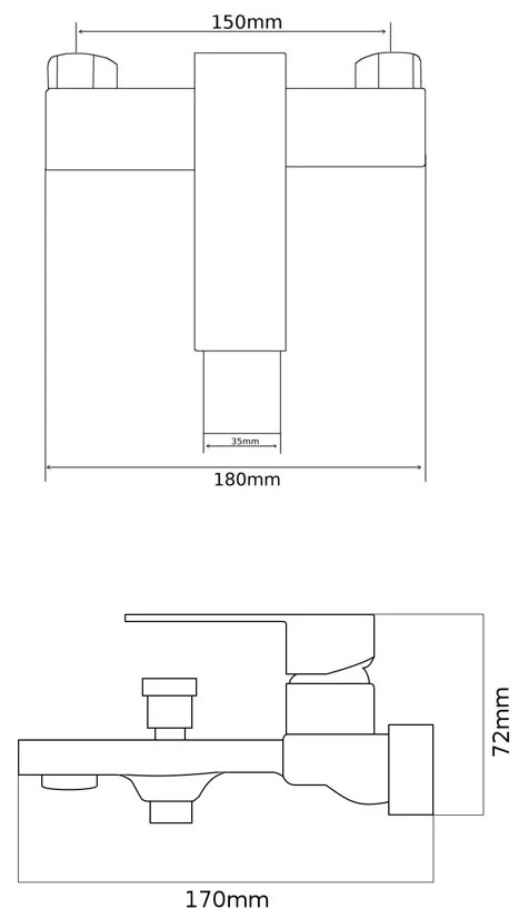 Gamma Cube, nástenná vaňová batéria, čierna matná, GMA-BCEW-BK