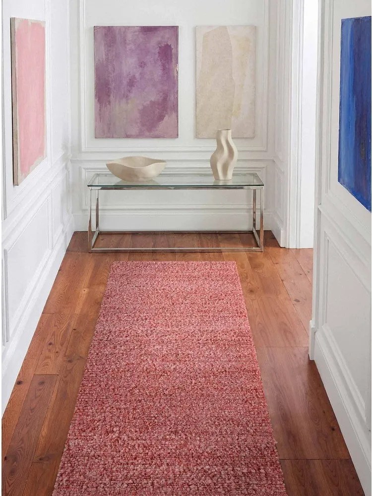 Tmavoružový ručne tkaný behúň z materiálu buklé 80x200 cm Notting Hill Portobello – Ted Baker