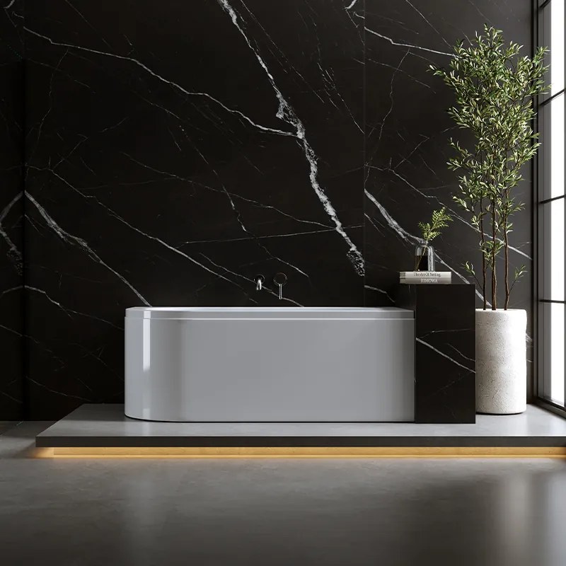 BPS-koupelny Akrylátová asymetrická vaňa s krycím panelom HYD-EBI170P 170x75 cm PRAVÁ, biela