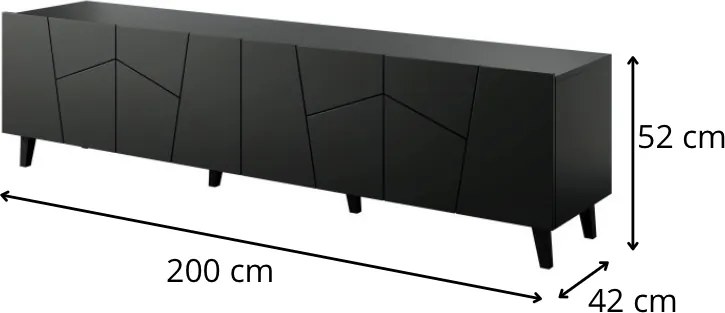 TV stolík Etna 200 cm čierny