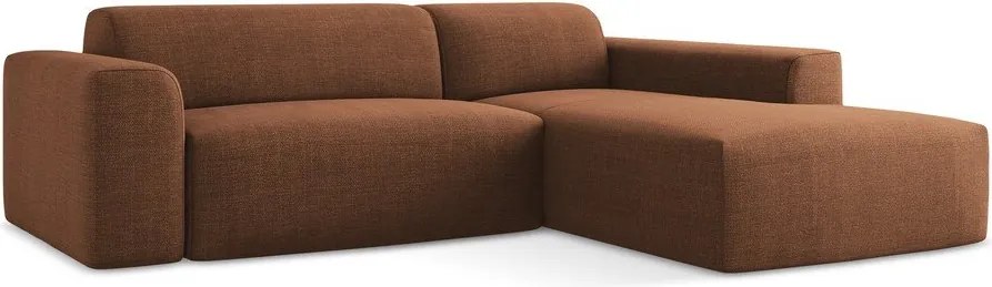 Rohová pohovka v terakotovej farbe (pravý roh/s leňoškou) Keli – Makamii