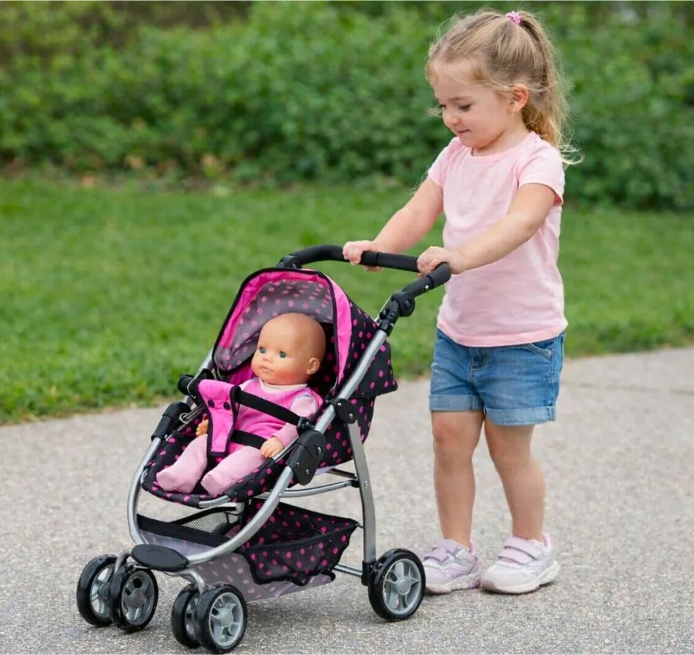 Kočík pre bábiky Alice Deep, kočík, prenosná postieľka 2v1