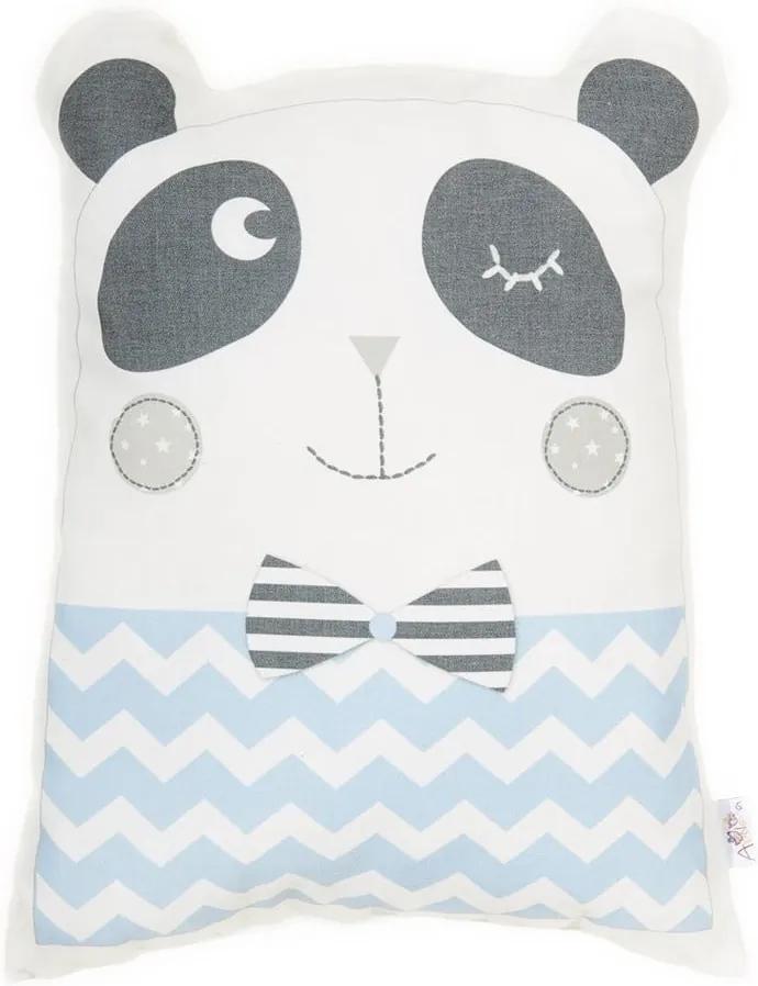 Modrý detský vankúšik s prímesou bavlny Mike & Co. NEW YORK Pillow Toy Panda, 25 x 36 cm