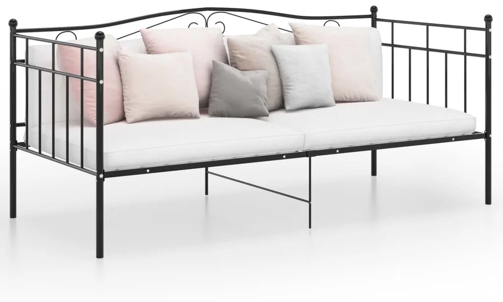 vidaXL Rám rozkladacej pohovky čierny kovový 90x200 cm