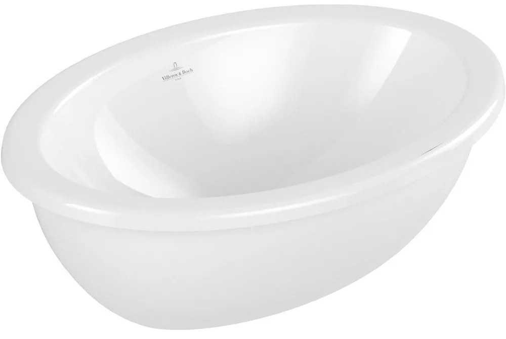 VILLEROY &amp; BOCH Loop &amp; Friends oválne umývadlo k zabudovaniu zospodu, bez otvoru, bez prepadu, 430 x 280 mm, biela alpská, 4A530101